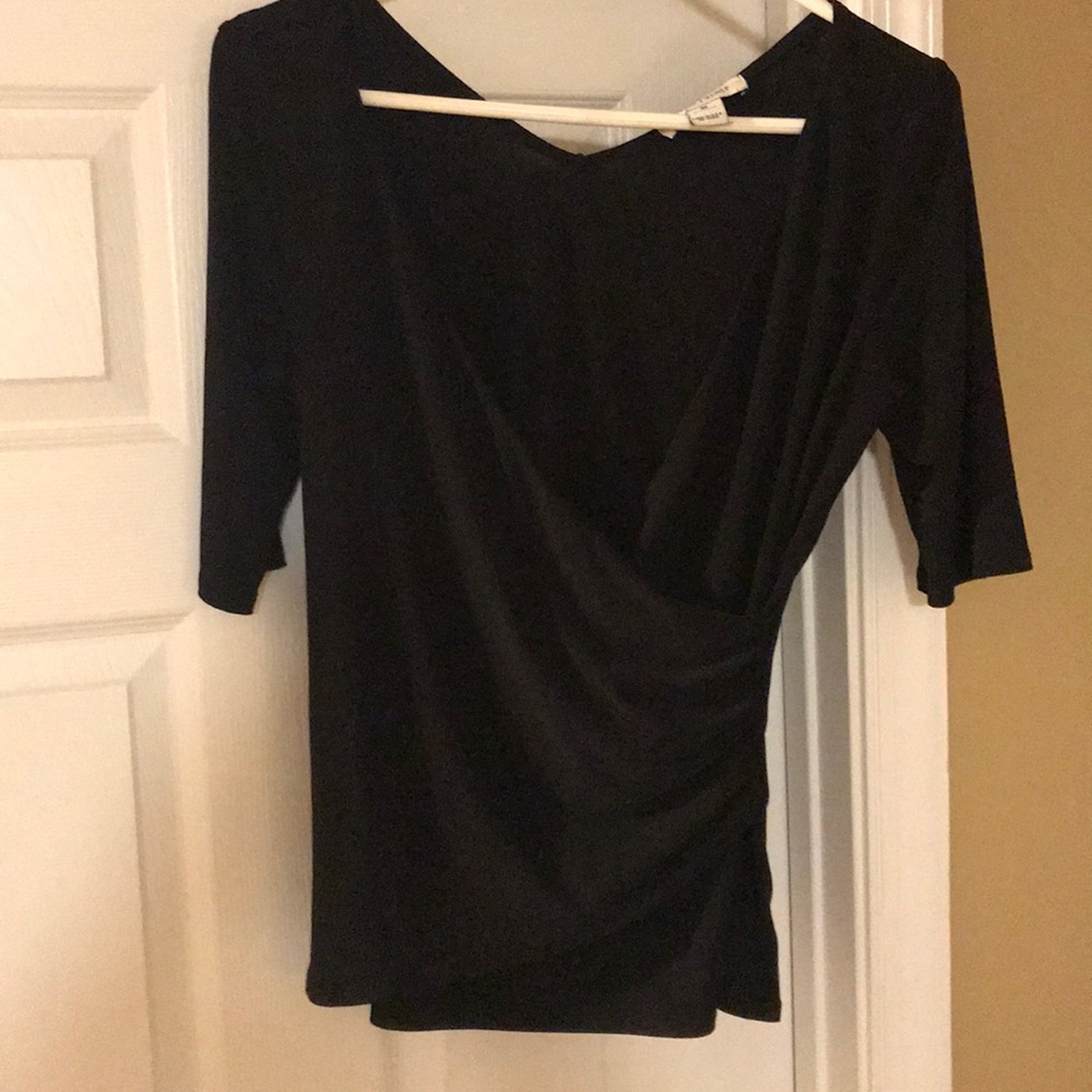WHBM Black V Neck Top Sz M